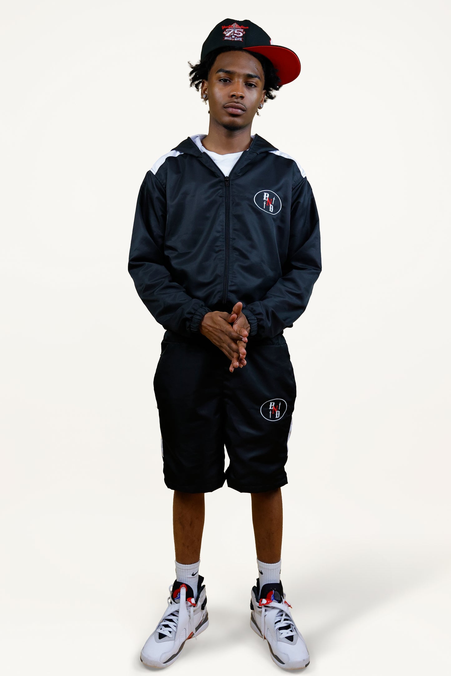 Black windbreaker set